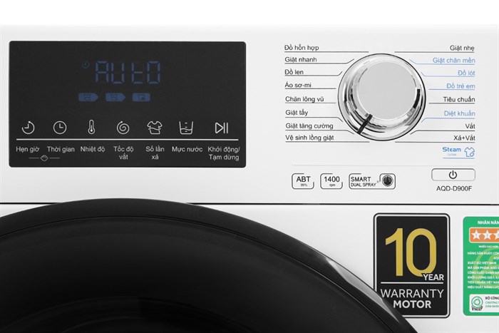 Máy giặt Aqua Inverter 9 kg AQD-D900F W Màu Trắng