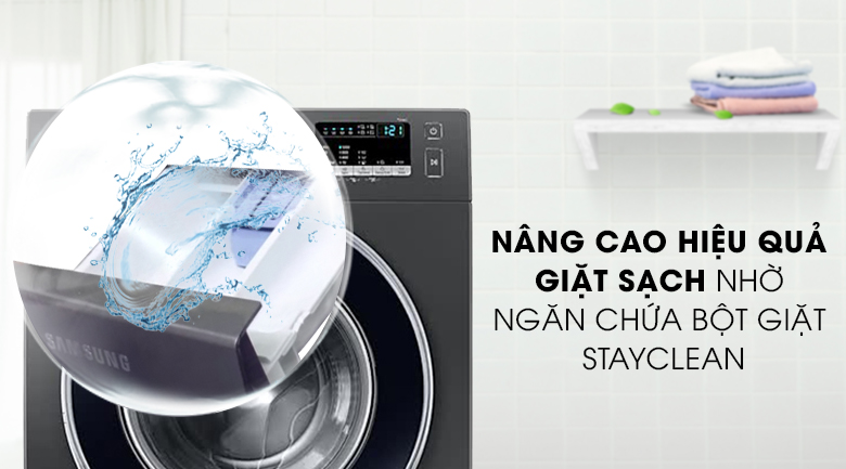 Máy giặt Samsung Inverter 8.5 kg WW85J42G0BX/SV-Hòa tan bột giặt hiệu quả nhờ hộp StayClean