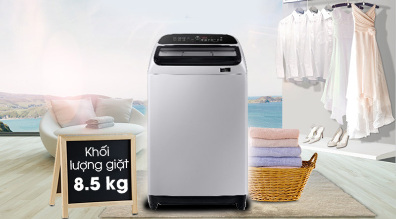 Máy giặt Samsung Inverter 8.5 kg WA85T5160BY/SV-Khối lượng giặt 8.5kg, phù hợp gia đình trên 4 người