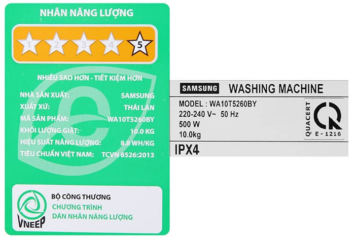 Máy giặt Samsung Inverter 10 kg WA10T5260BY/SV Màu Xám