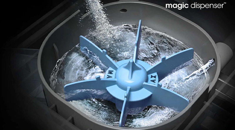 Máy giặt Samsung Inverter 12 kg WA12T5360BY/SV-Hòa tan bột giặt tối ưu với hộp đánh tan bột giặt Magic Dispencer 