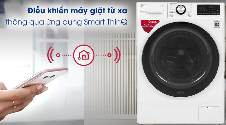 Máy giặt LG Inverter 9 kg FV1409S2W - Điều khiển máy giặt từ xa