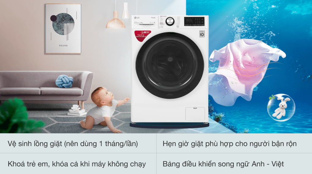 Máy giặt LG Inverter 9 kg FV1409S2W