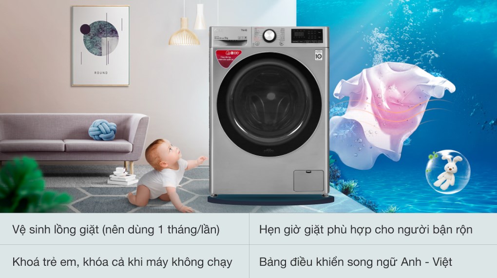 Máy giặt LG AI DD Inverter 9 kg FV1409S2V