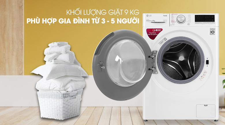Máy giặt LG Inverter 9 kg FV1409S4W - Khối lượng