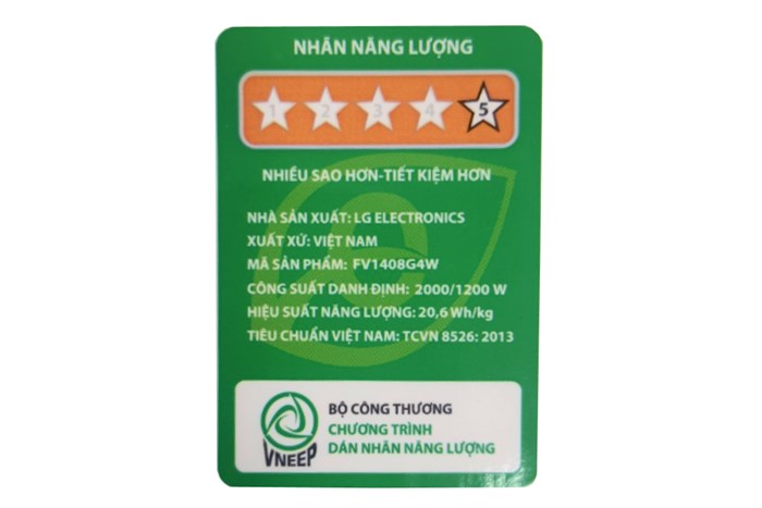 Máy giặt sấy LG Inverter giặt 8.5 kg - sấy 5 kg FV1408G4W Màu Trắng