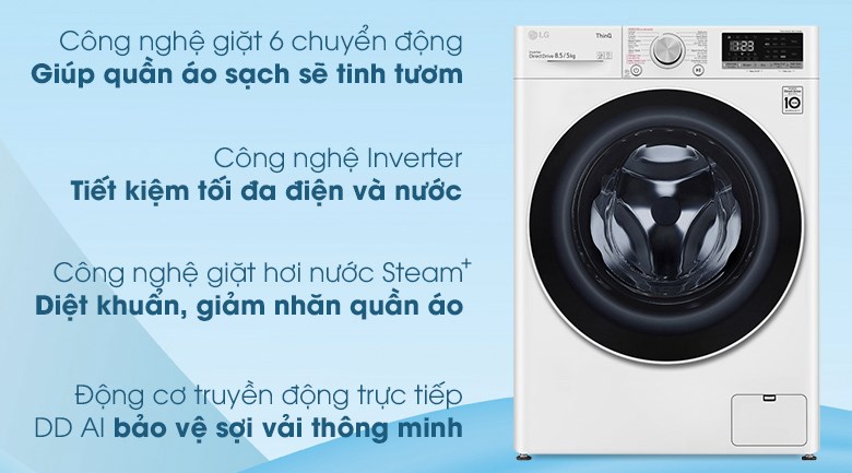 Máy giặt sấy LG Inverter giặt 8.5 kg - sấy 5 kg FV1408G4W - 2