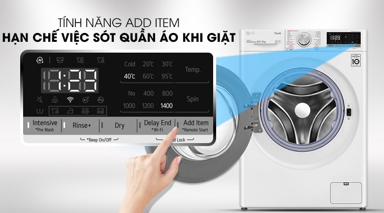 Máy giặt sấy LG Inverter 8.5 kg FV1408G4W - thêm đồ trong khi giặt tiện lợi