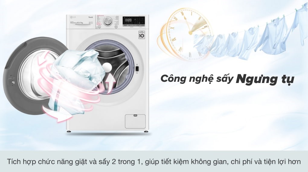 Máy giặt sấy LG Inverter giặt 8.5 kg - sấy 5 kg FV1408G4W