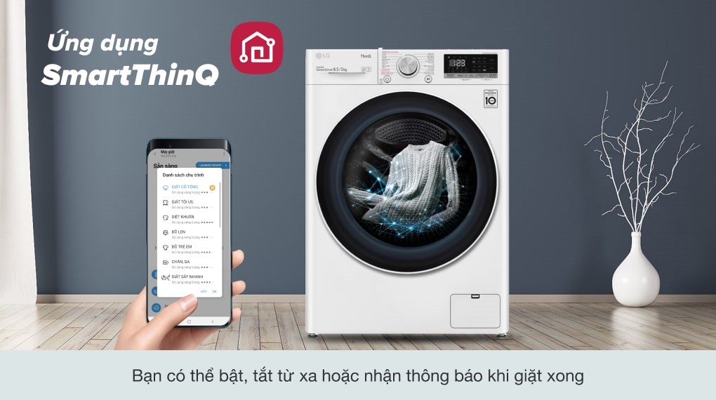 Máy giặt sấy LG Inverter giặt 8.5 kg - sấy 5 kg FV1408G4W
