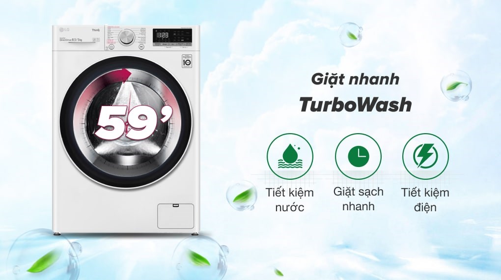Máy giặt sấy LG Inverter giặt 8.5 kg - sấy 5 kg FV1408G4W - 14