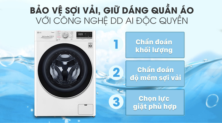 Máy giặt sấy LG Inverter 8.5 kg FV1408G4W | Công nghệ AI DD 
