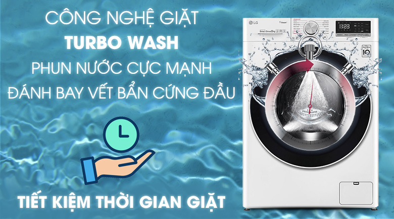Máy giặt sấy LG Inverter 8.5 kg FV1408G4W | Turbo Wash