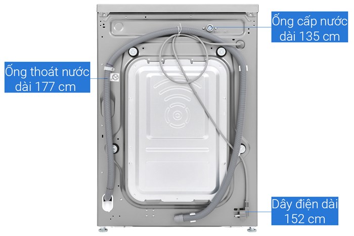 Máy giặt sấy LG AI DD Inverter giặt 9 kg - sấy 5 kg FV1409G4V Màu Xám