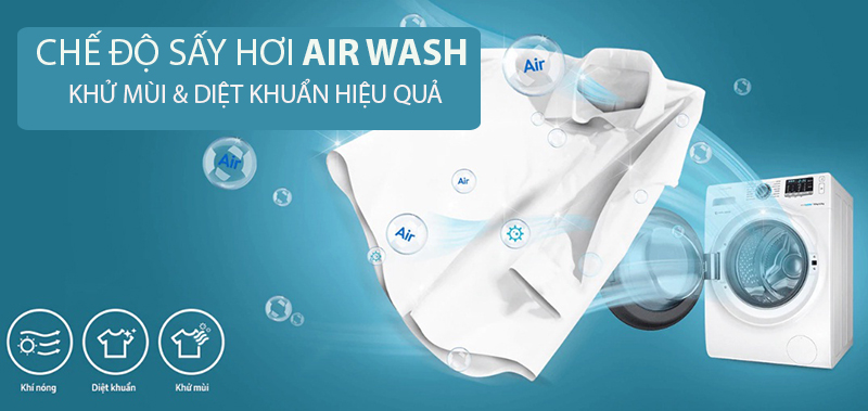 Máy giặt sấy Samsung Inverter 9.5kg WD95J5410AW/SV-Khử mùi, loại bỏ vi khuẩn cùng chế độ sấy hơi Air Wash