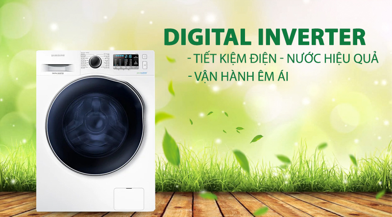 Máy giặt sấy Samsung Inverter 9.5kg WD95J5410AW/SV-Tiết kiệm điện hiệu quả, vận hành êm ái nhờ công nghệ Digital Inverter
