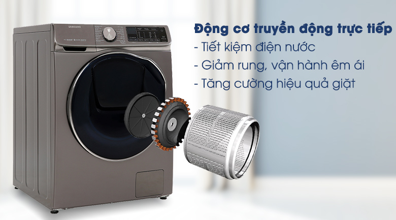 Máy giặt sấy Samsung AddWash Inverter 10.5 kg WD10N64FR2X/SV - Động cơ truyền động trực tiếp