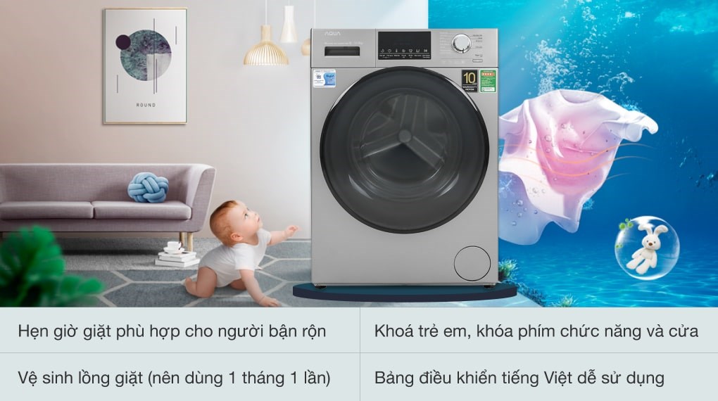 Máy giặt Aqua Inverter 10.5 KG AQD-D1050F.S