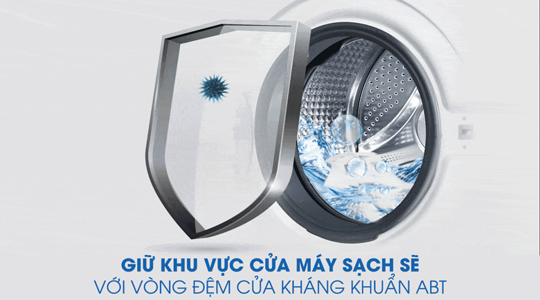 Máy giặt Aqua Inverter 10.5 KG AQD-D1050F.S-Hạn chế nấm mốc, vi khuẩn phát triển nhờ vòng đệm cửa kháng khuẩn ABT