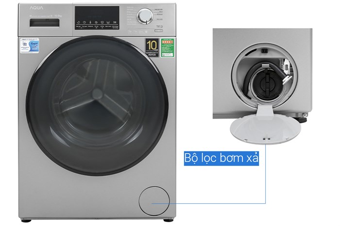 Máy giặt Aqua Inverter 10.5 KG AQD-D1050F.S Màu Bạc