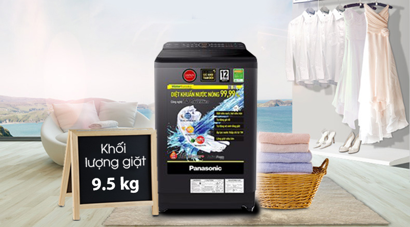 Máy giặt Panasonic Inverter 9.5 Kg NA-FD95V1BRV-Khối lượng giặt 9.5kg, phù hợp gia đình trên 6 người