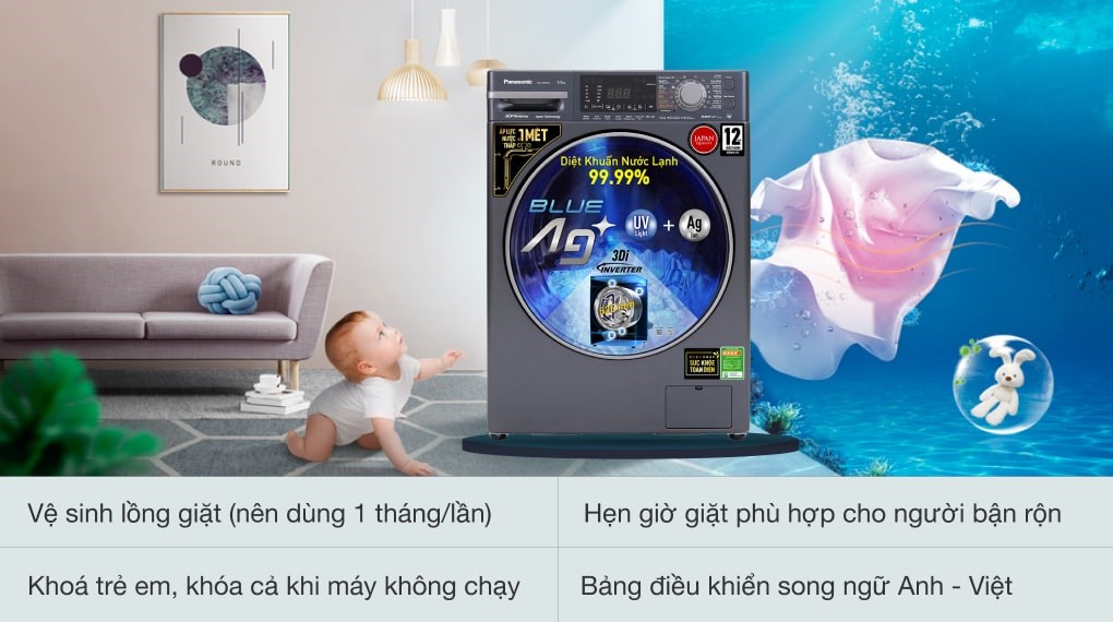 Máy giặt Panasonic Inverter 9.5 Kg NA-V95FX2BVT