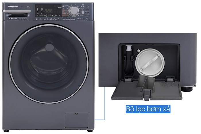 Máy giặt Panasonic Inverter 9.5 Kg NA-V95FX2BVT Màu Đen - Bạc