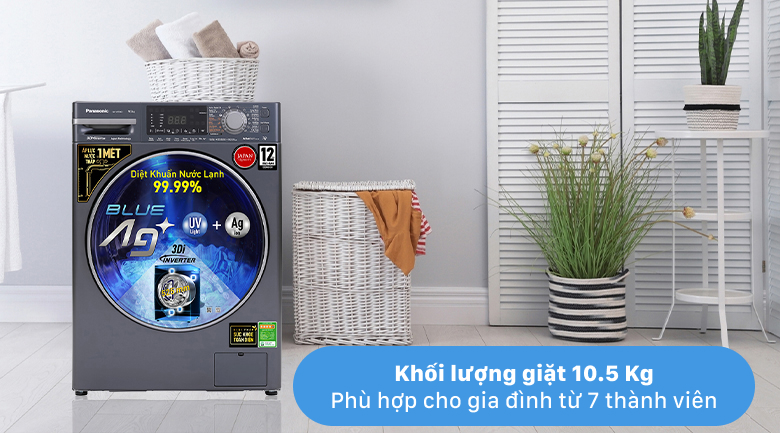 Máy giặt Panasonic Inverter 10.5 Kg NA-V105FX2BV - Phù hợp các gia đình từ 7 thành viên 