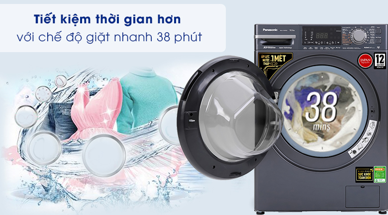 Máy giặt Panasonic Inverter 10.5 Kg NA-V105FX2BV - Chế độ giặt nhanh