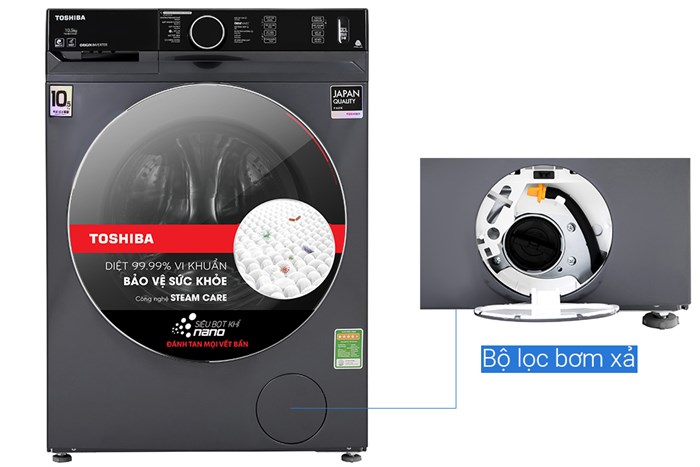 Máy giặt Toshiba Inverter 10.5 Kg TW-BK115G4V (MG) Màu Xám