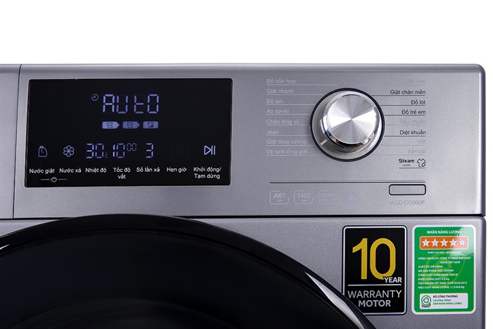 Máy giặt AQUA Inverter 9.0 KG AQD-DD900F S Màu Bạc