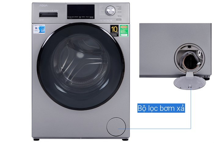 Máy giặt AQUA Inverter 9.0 KG AQD-DD900F S Màu Bạc