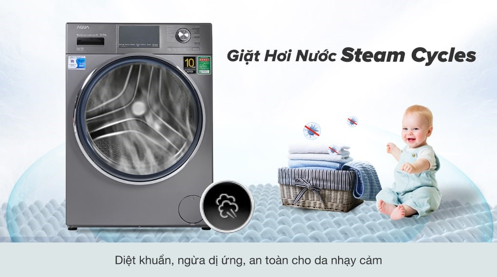Máy giặt Aqua Inverter 10.5 KG AQD-DD1050E S