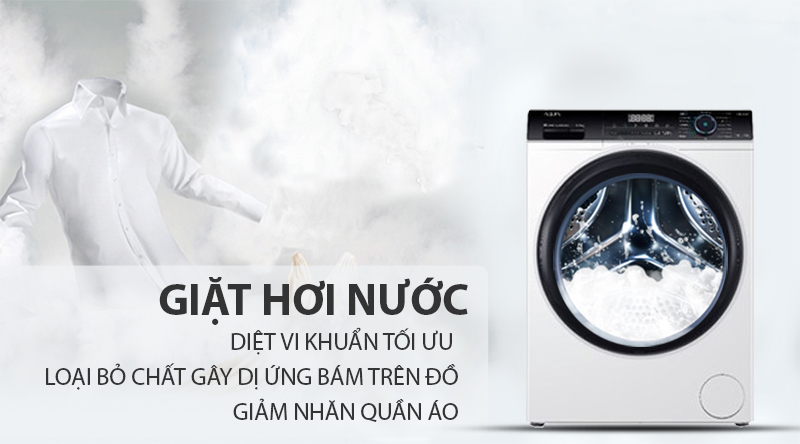 Máy giặt Aqua Inverter 8 KG AQD-A800F W-Diệt vi khuẩn tối ưu, loại bỏ tác nhân gây dị ứng nhờ công nghệ giặt hơi nước Máy giặt Aqua Inverter 8 KG AQD-A800F W-Diệt vi khuẩn tối ưu, loại bỏ tác nhân gây dị ứng nhờ công nghệ giặt hơi nước
