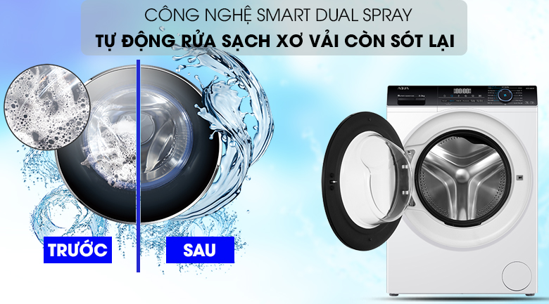 Máy giặt Aqua Inverter 8 KG AQD-A800F W giúp rừa sạch sơ vải Máy giặt Aqua Inverter 8 KG AQD-A800F W giúp rừa sạch sơ vải