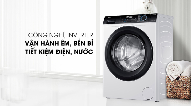 Máy giặt Aqua Inverter 8 KG AQD-A800F W sử dụng công nghệ Inverter Máy giặt Aqua Inverter 8 KG AQD-A800F W sử dụng công nghệ Inverter