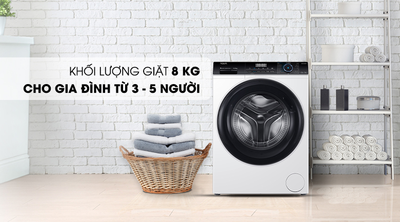 Máy giặt Aqua Inverter 8 KG AQD-A800F W có khối lượng giặt 8 kg Máy giặt Aqua Inverter 8 KG AQD-A800F W có khối lượng giặt 8 kg