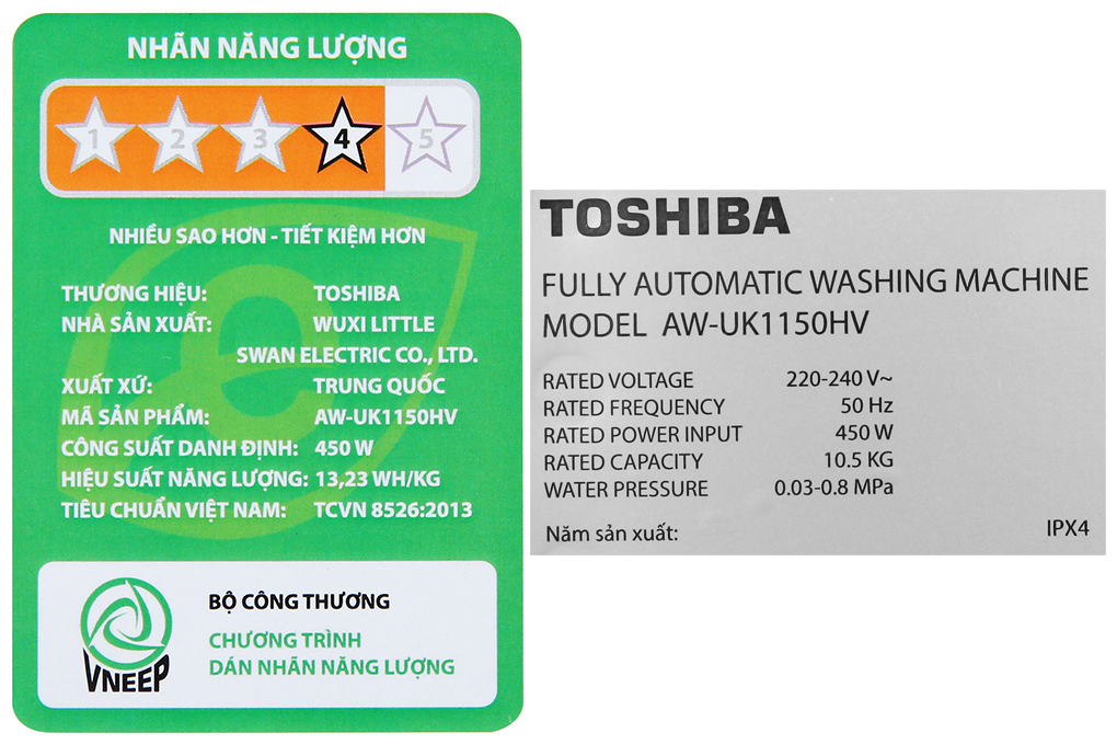 Máy giặt Toshiba 10.5 kg AW-UK1150HV(SG) chính hãng