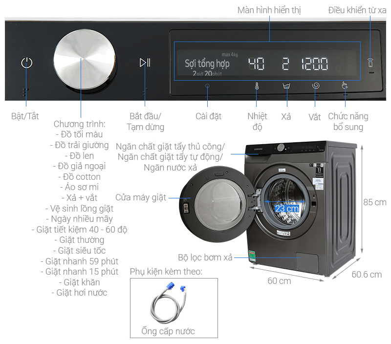 Máy giặt Samsung AI Inverter 10kg WW10T634DLX/SV