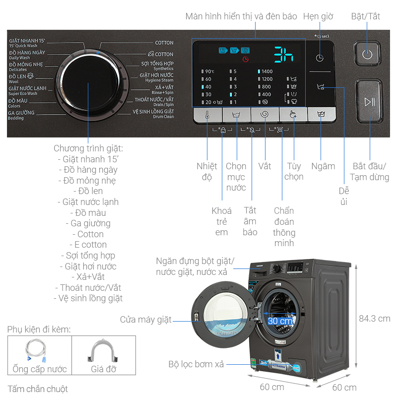 Máy giặt Samsung Inverter 9.5 kg WW95TA046AX/SV