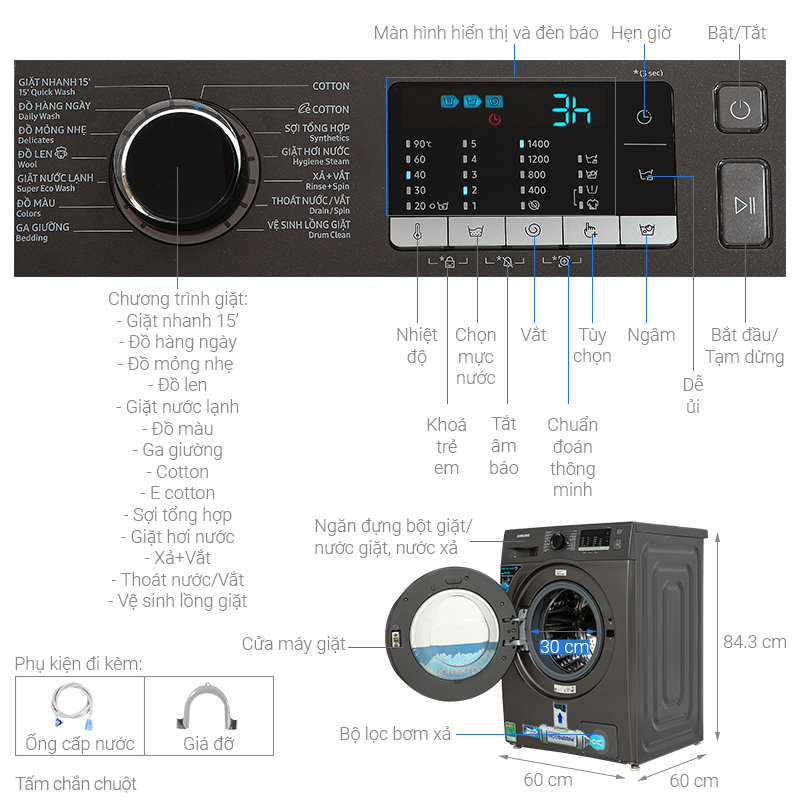 Máy giặt Samsung Inverter 9.5kg WW95TA046AX/SV