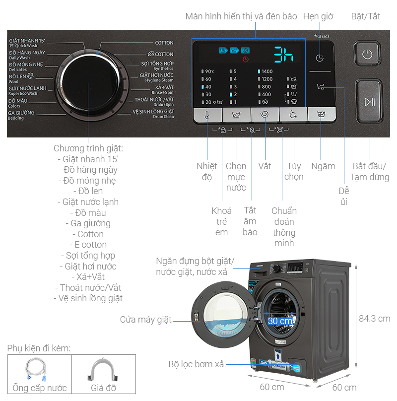 Máy giặt Samsung Inverter 9.5kg WW95TA046AX/SV