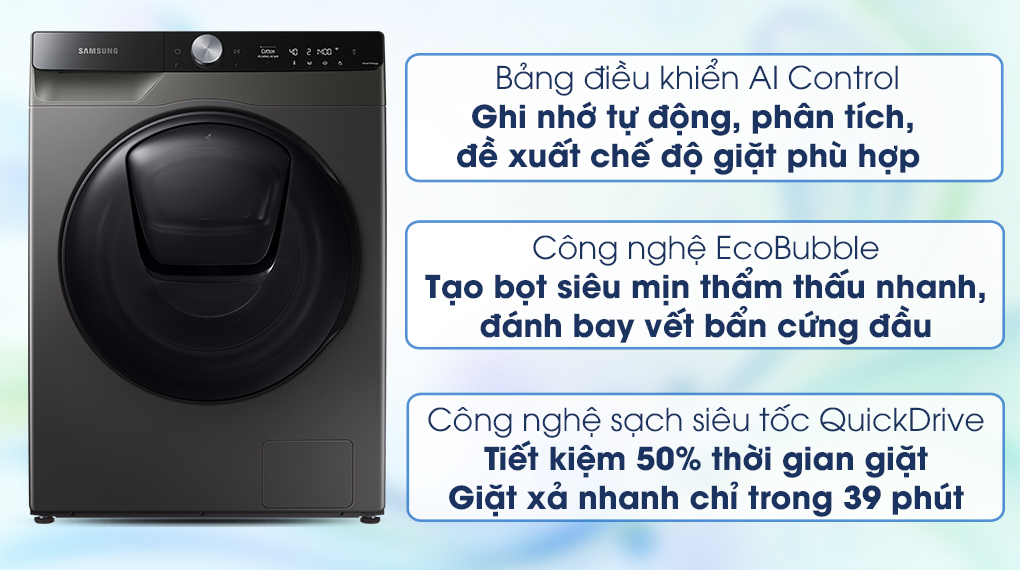 Máy giặt sấy Samsung Addwash Inverter giặt 9.5 kg - sấy 6 kg WD95T754DBX/SV - 2