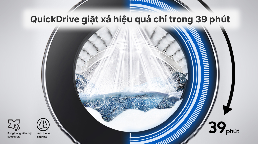 Máy giặt Samsung AI Inverter 9kg WW90TP44DSB/SV - Giặt sạch siêu tốc