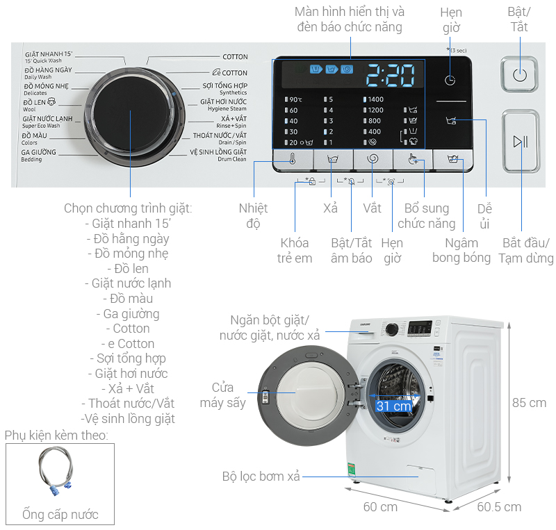 Máy giặt Samsung Inverter 10 kg WW10TA046AE/SV