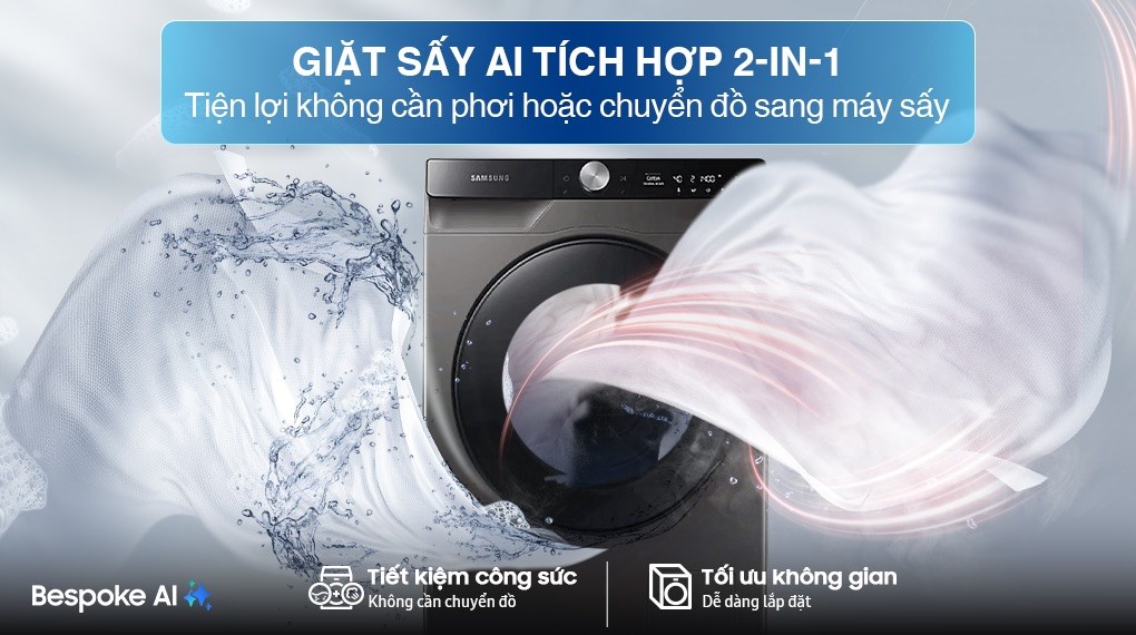 Máy giặt sấy Samsung AI Ecobubble Inverter giặt 11 kg - sấy 7 kg WD11T734DBX/SV