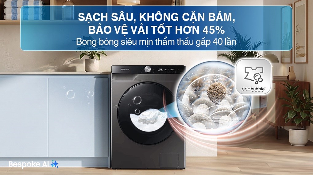 Máy giặt sấy Samsung AI Ecobubble Inverter giặt 11 kg - sấy 7 kg WD11T734DBX/SV