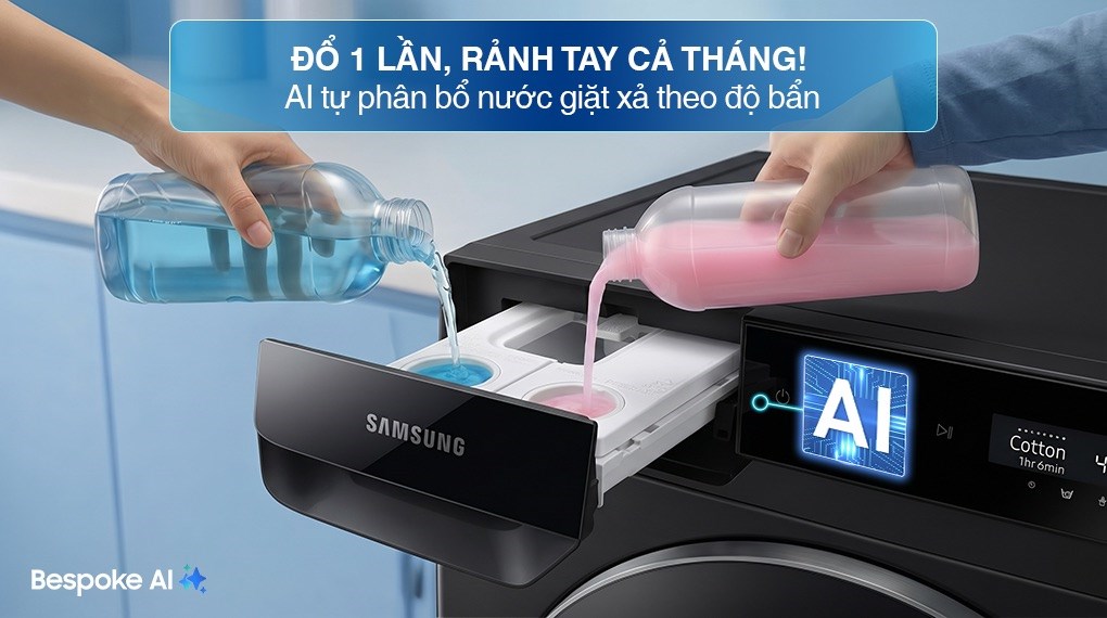Máy giặt sấy Samsung AI Ecobubble Inverter giặt 11 kg - sấy 7 kg WD11T734DBX/SV