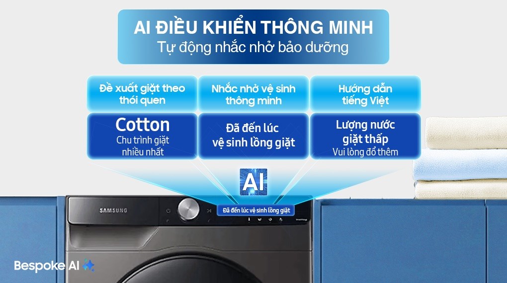 Máy giặt sấy Samsung AI Ecobubble Inverter giặt 11 kg - sấy 7 kg WD11T734DBX/SV