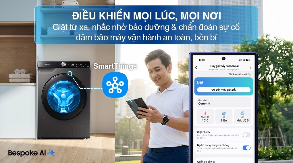 Máy giặt sấy Samsung AI Ecobubble Inverter giặt 11 kg - sấy 7 kg WD11T734DBX/SV